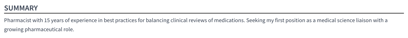 pharmacist summary
