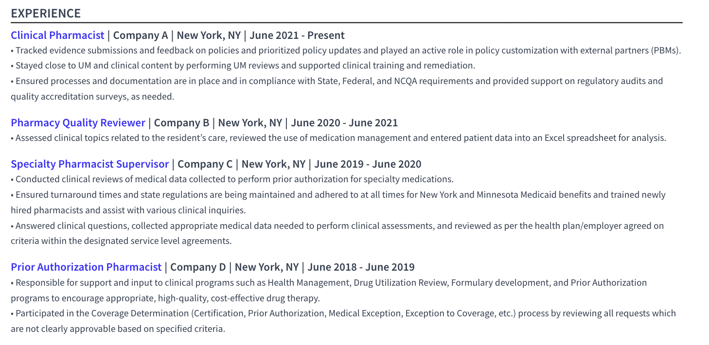 pharmacist resume