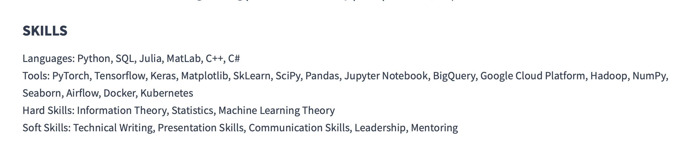 Skill Section