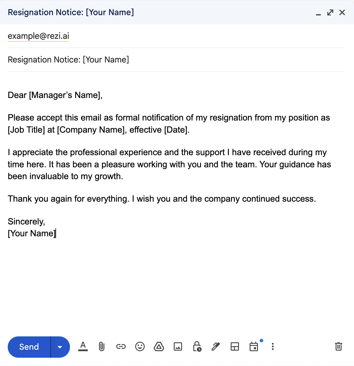 Respectful resignation email template