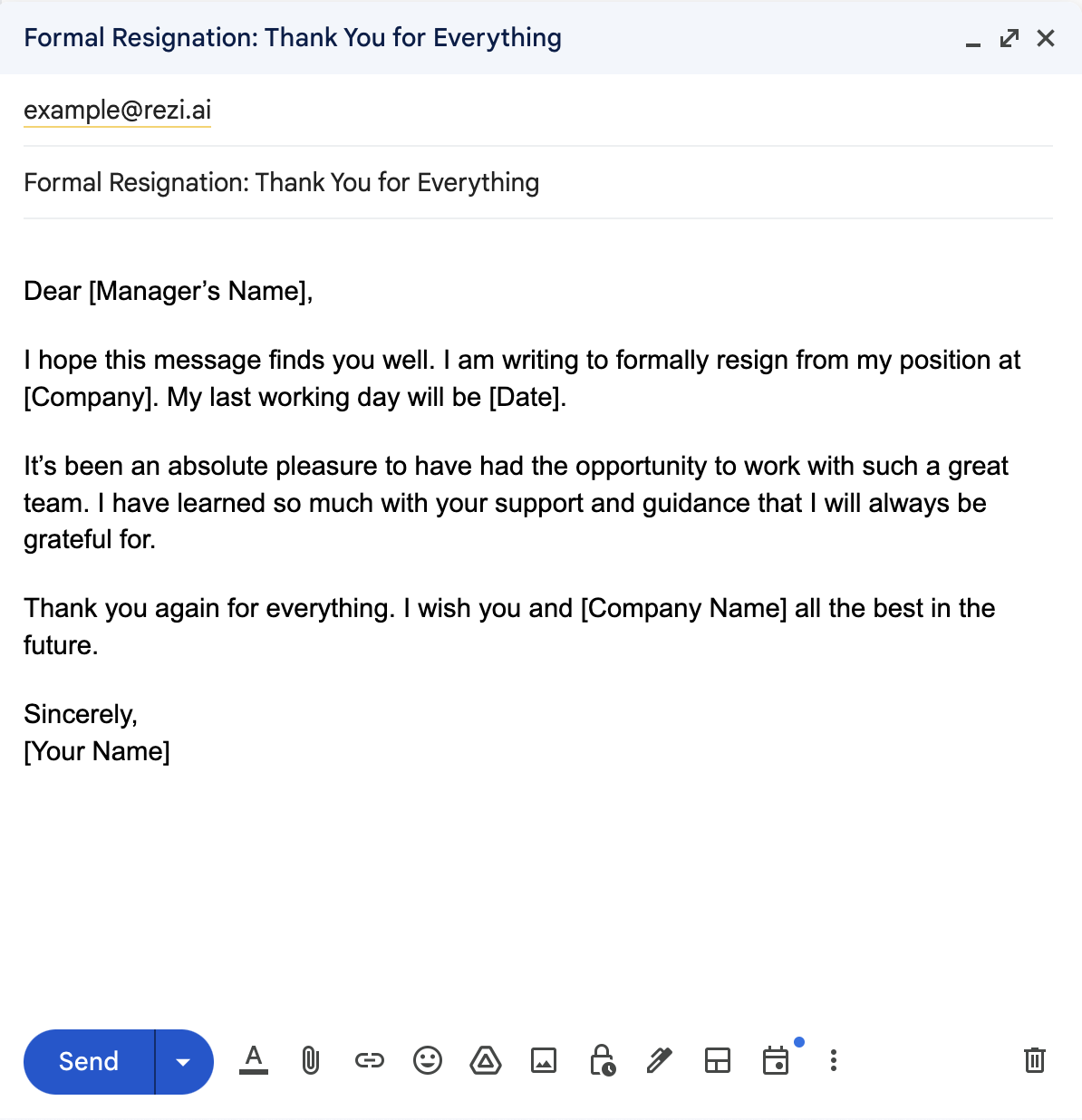 Appreciative Resignation Email