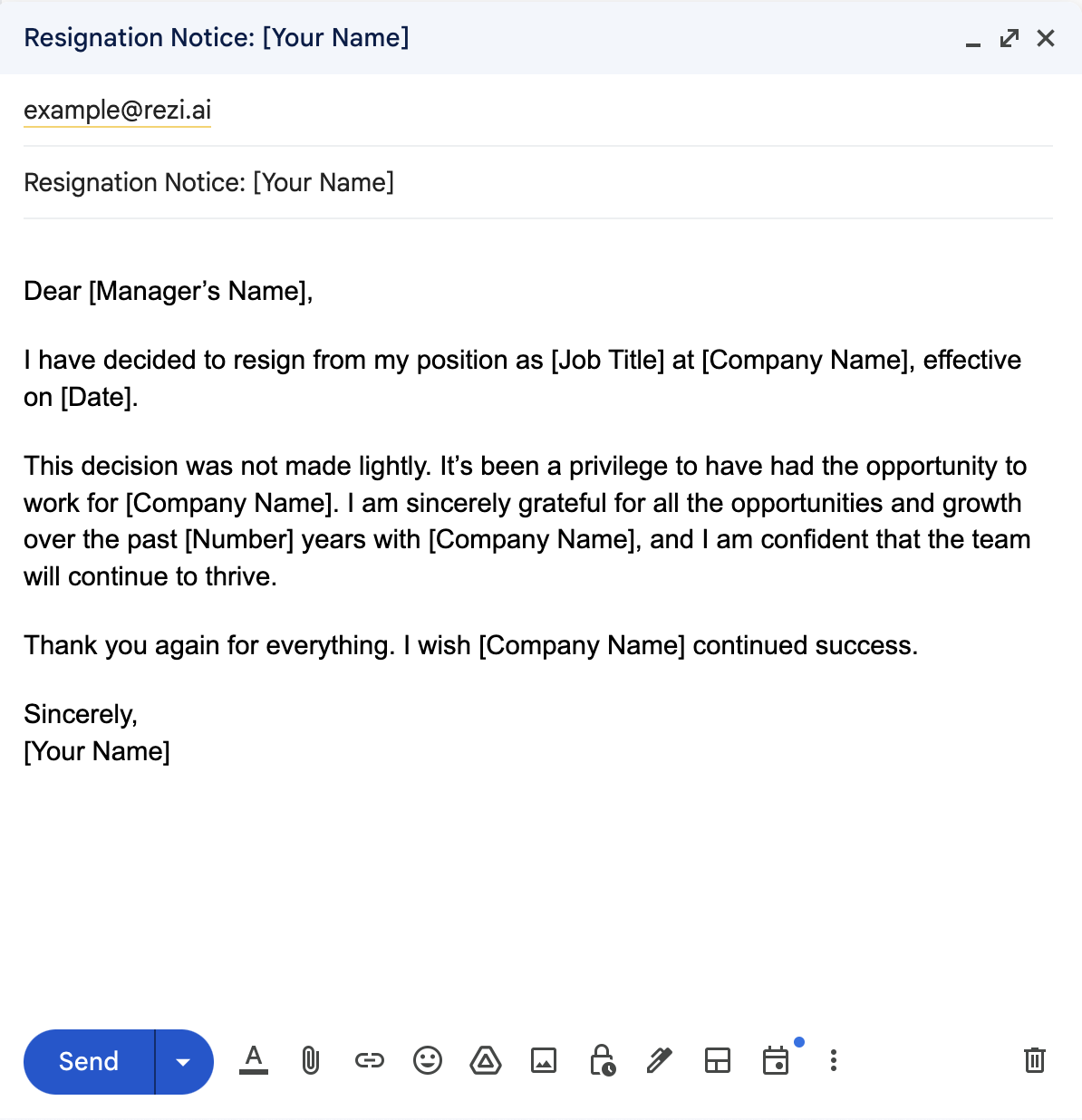 Resignation Email for Executives