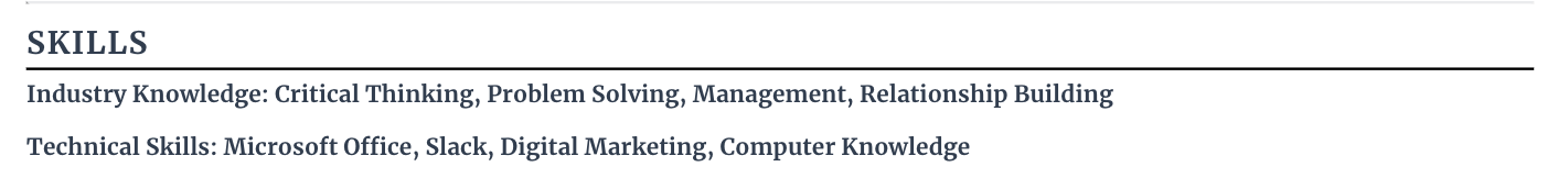 Sample skills section on a customer service representative resume
