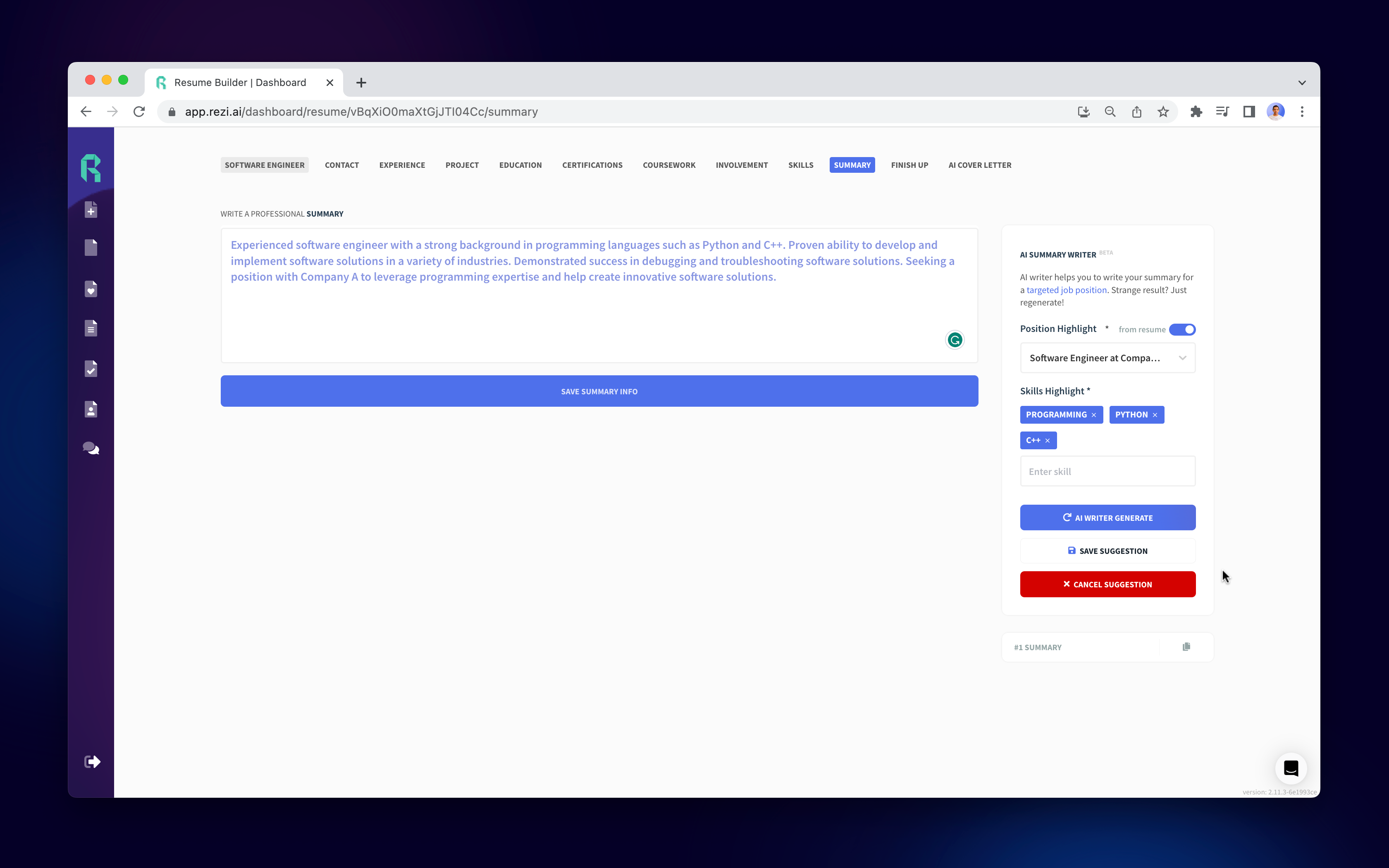ai summary writer