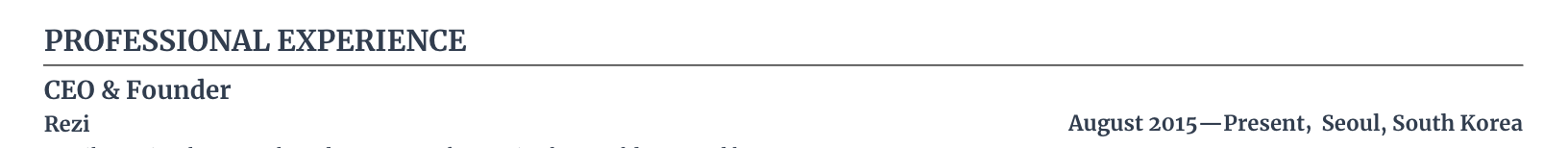 Example of listing a job title in the work experience section