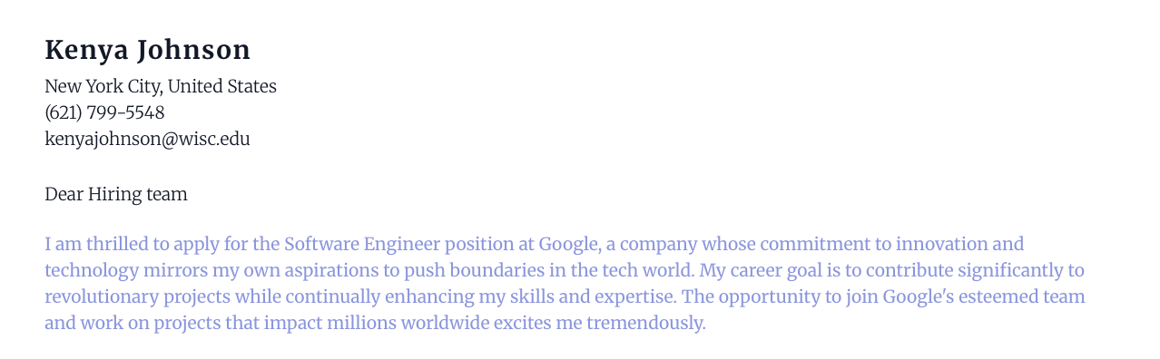 AI cover letter writer