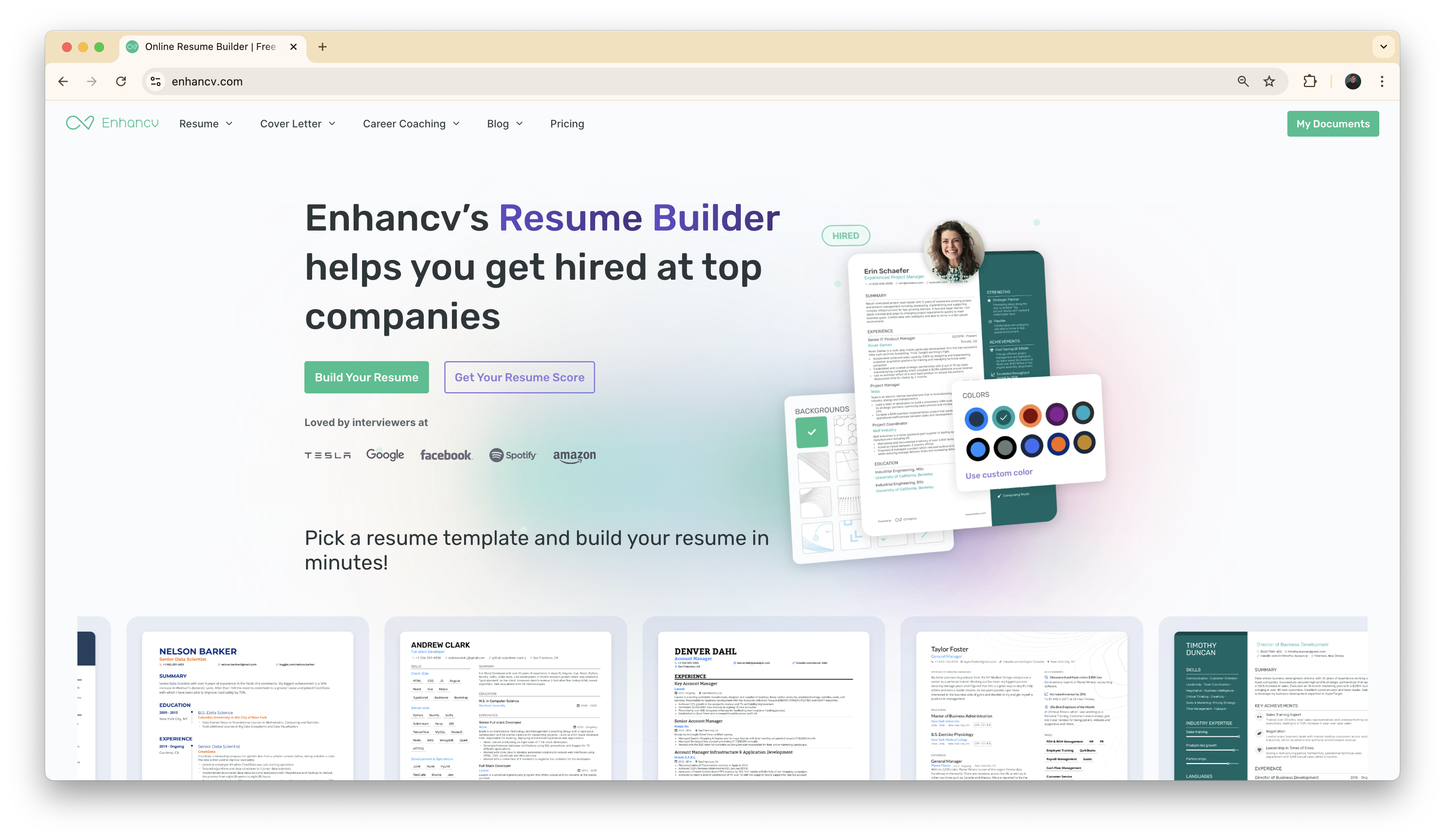 Enhancv homepage