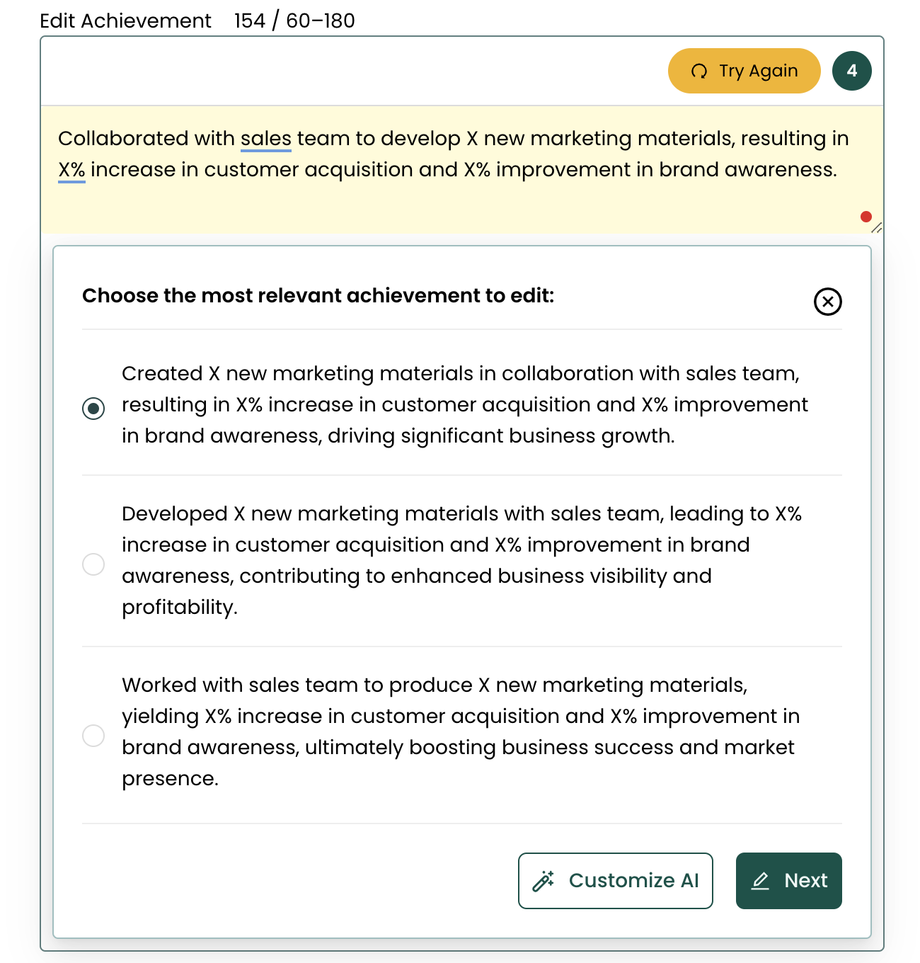 Example of using Teal's resume rewriter feature