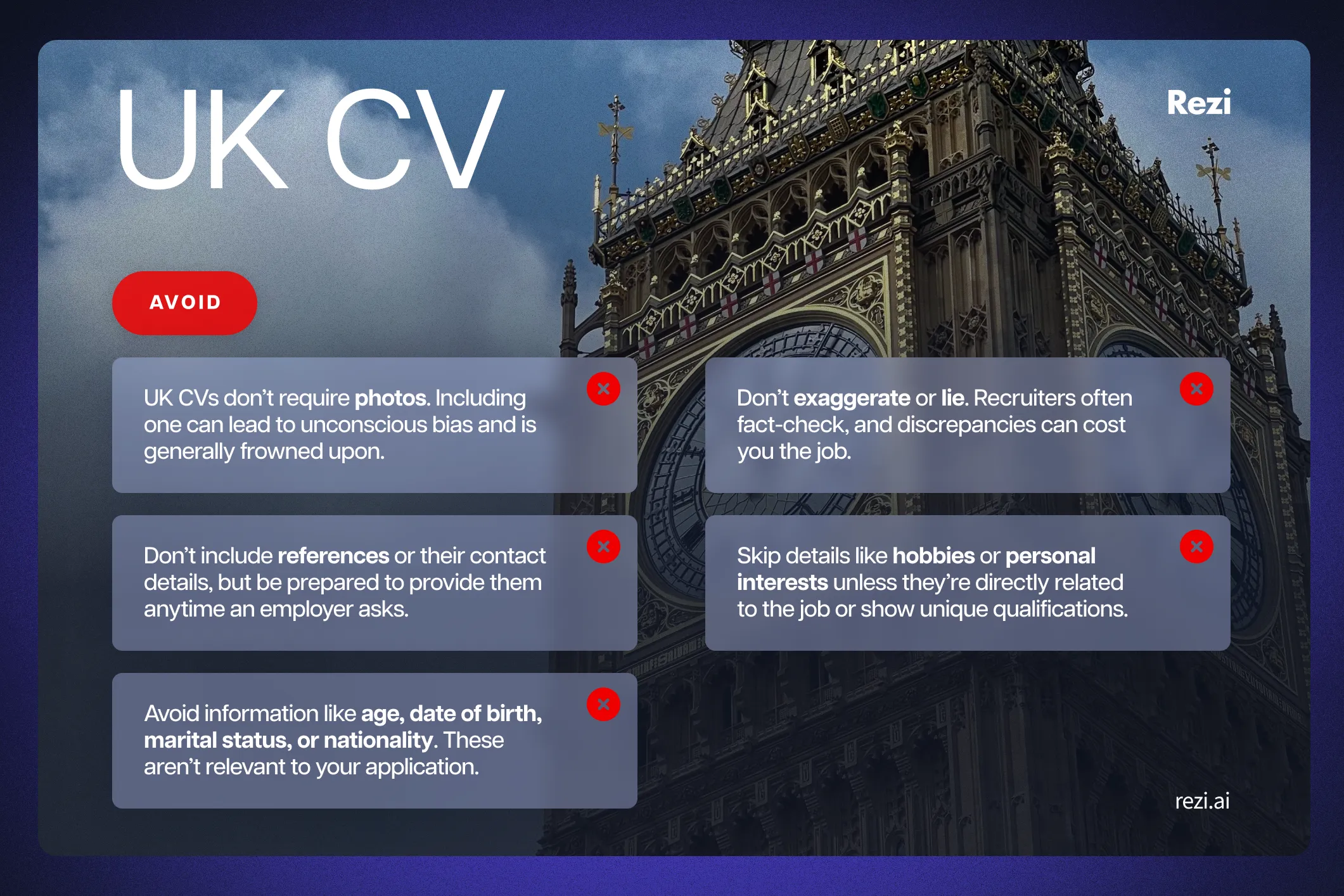 summary of the UK CV what to leave out or avoid