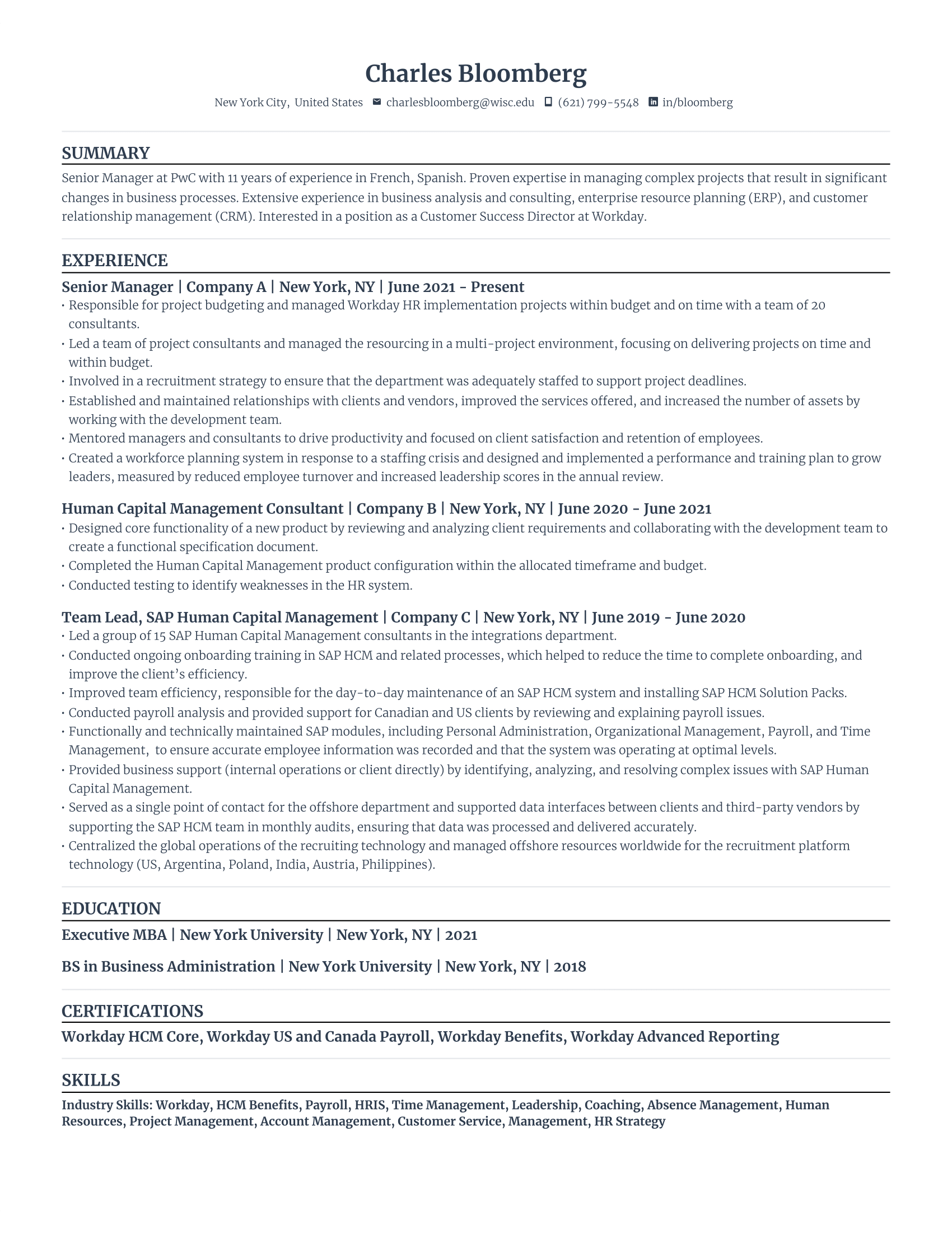 sr HR manager