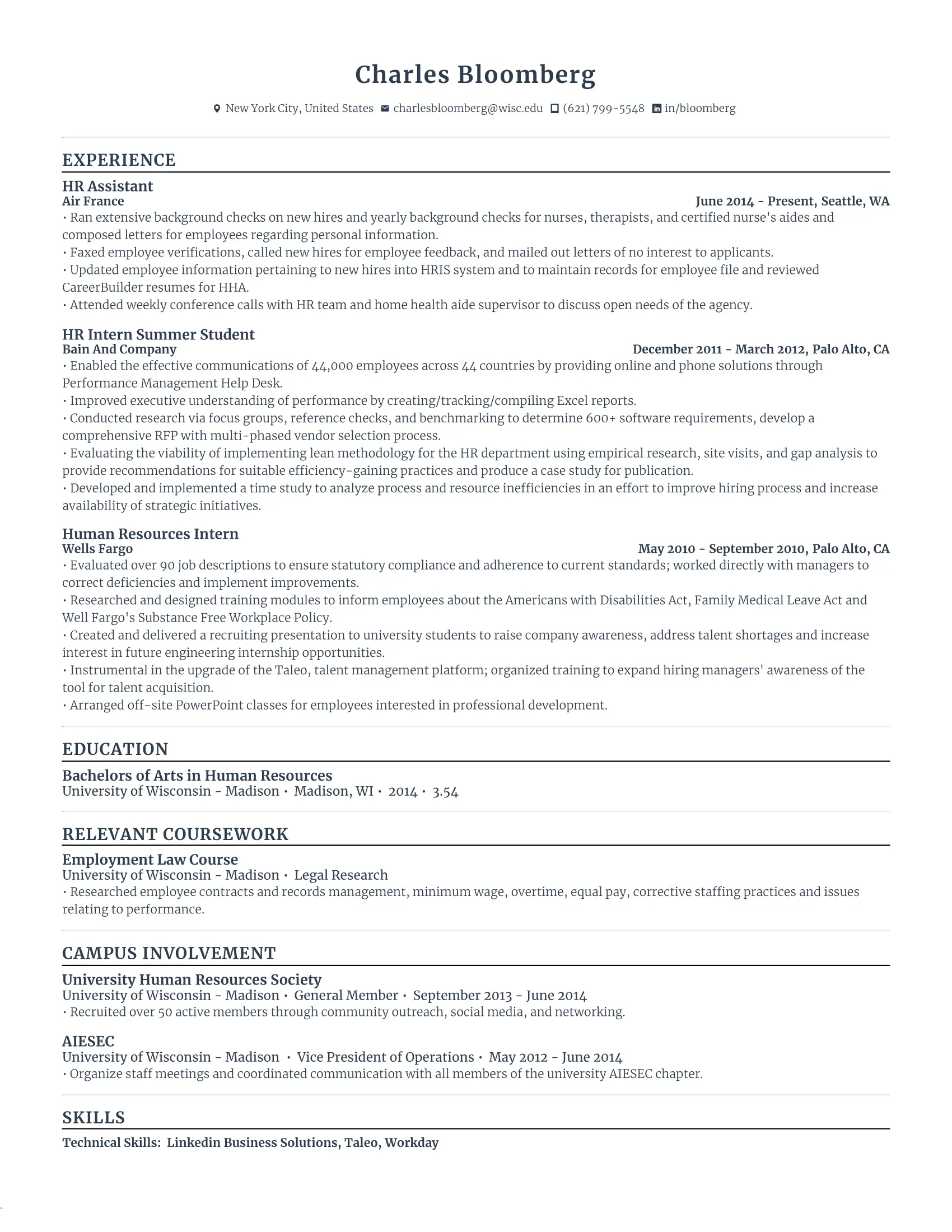 HR Resume Template