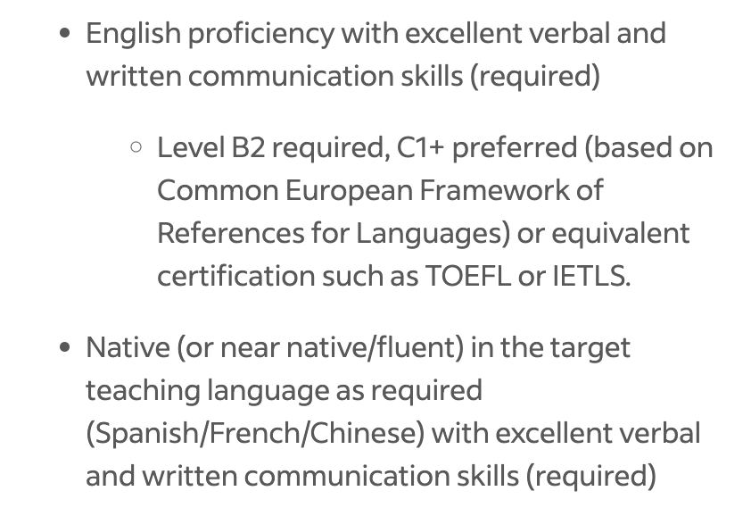 Screenshot of a substitute teacher job description.