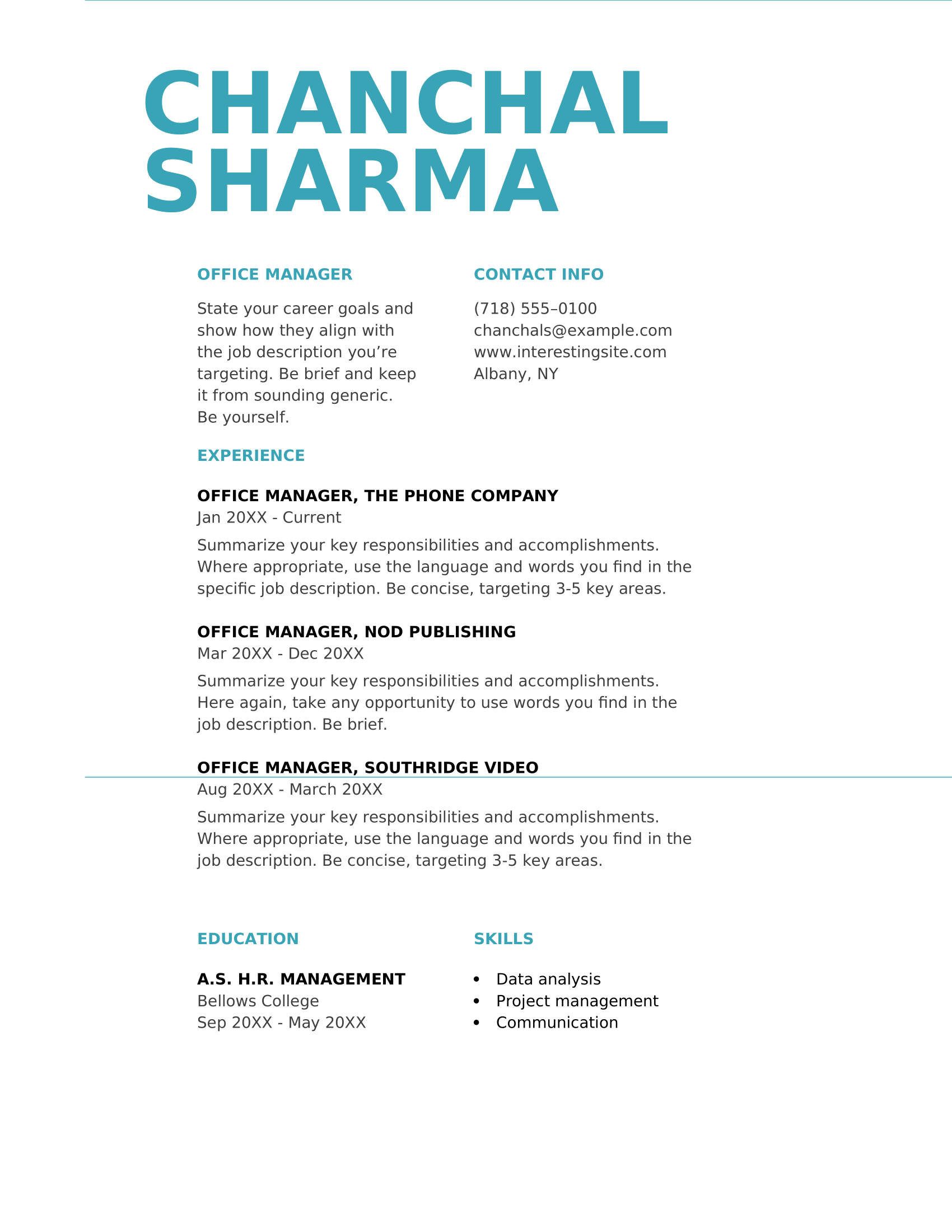 Simple Bold Resume Template