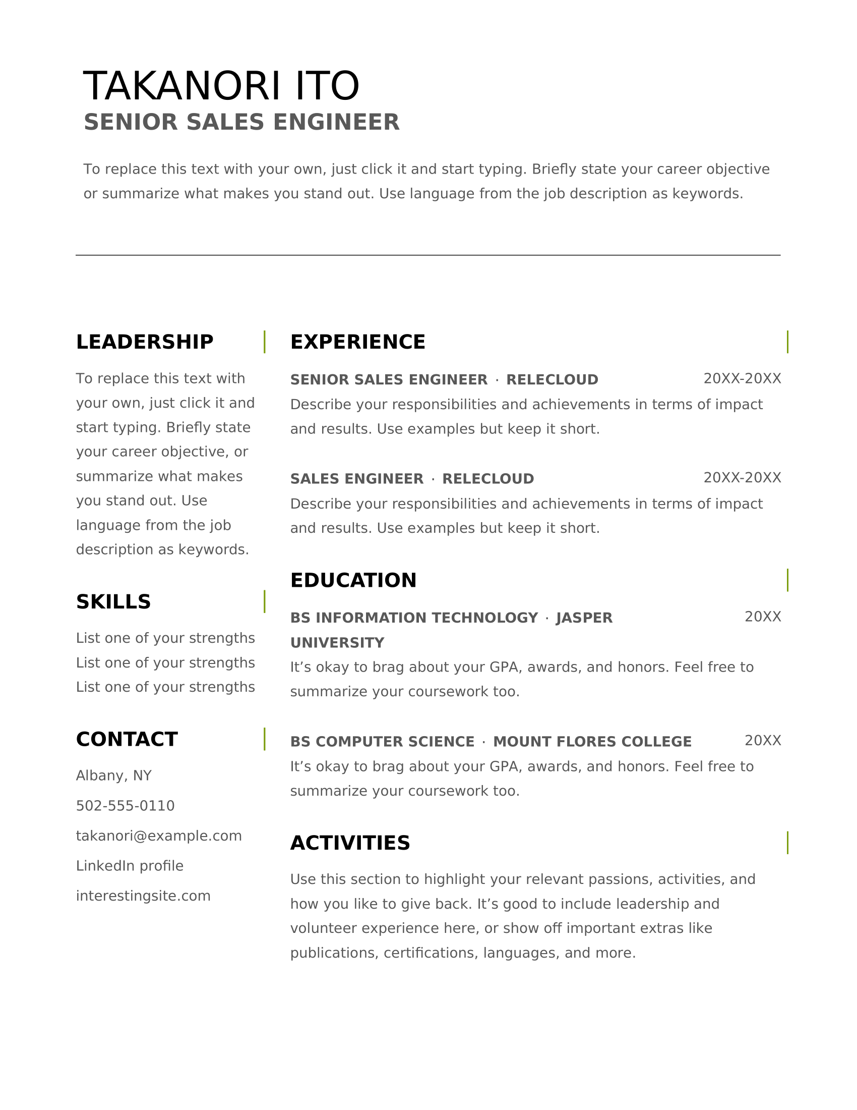Bold Resume Template