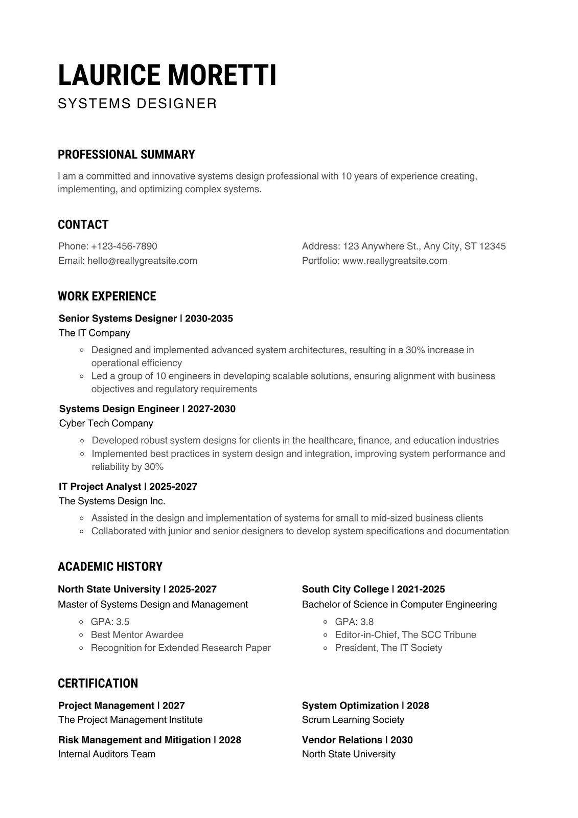White and Black Simple Resume Template