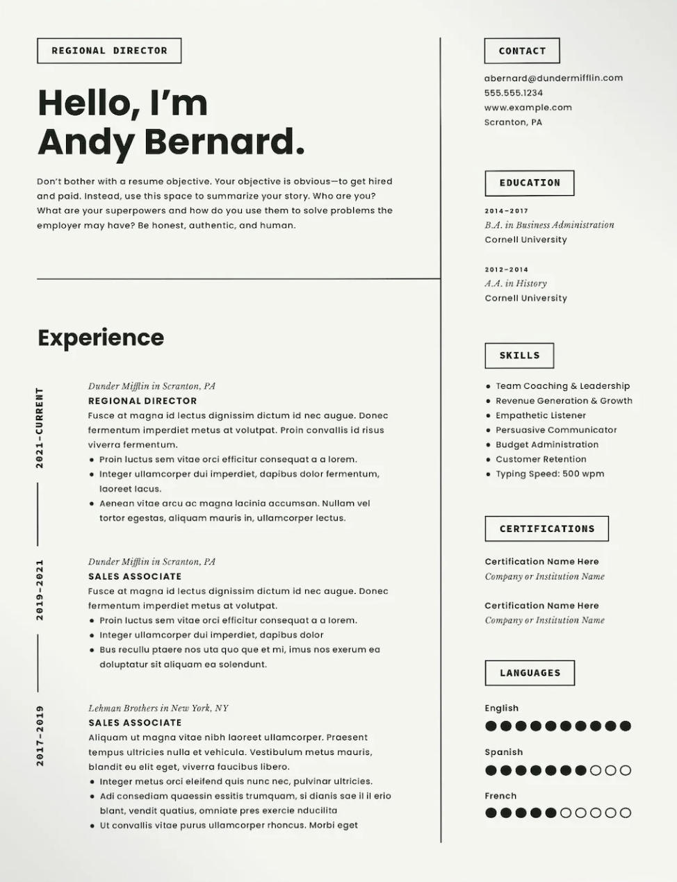 Media Resume Template