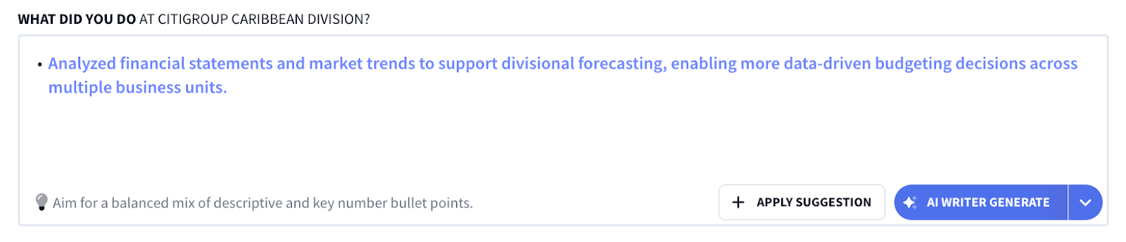 rezi ai bullet point writer