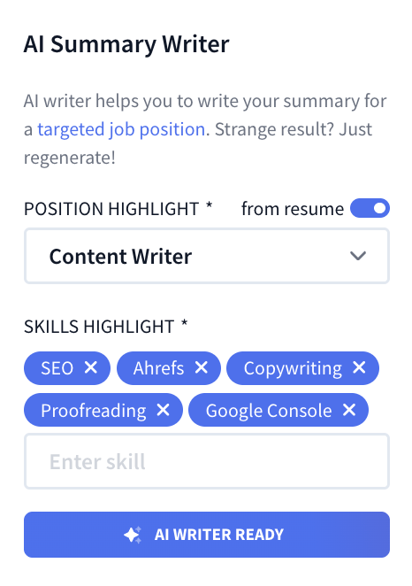 Rezi AI Summary Writer