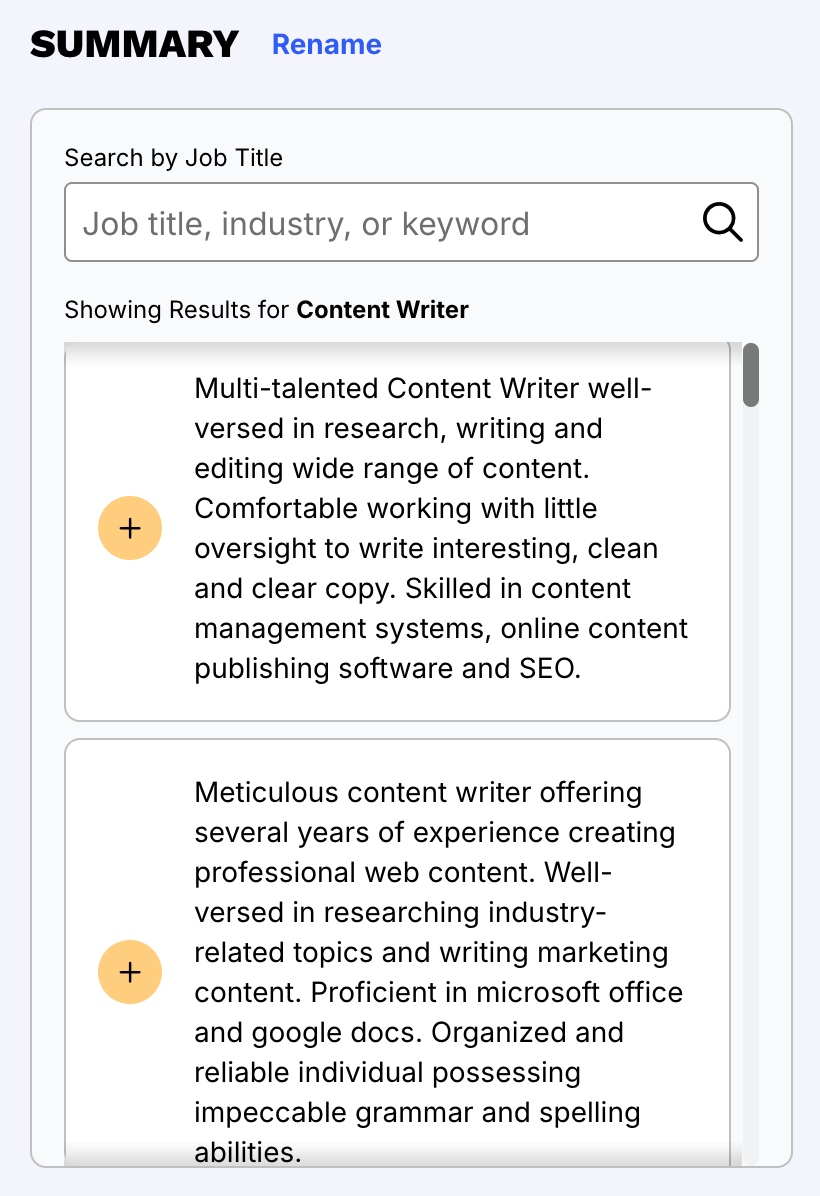 Resume-Now summary