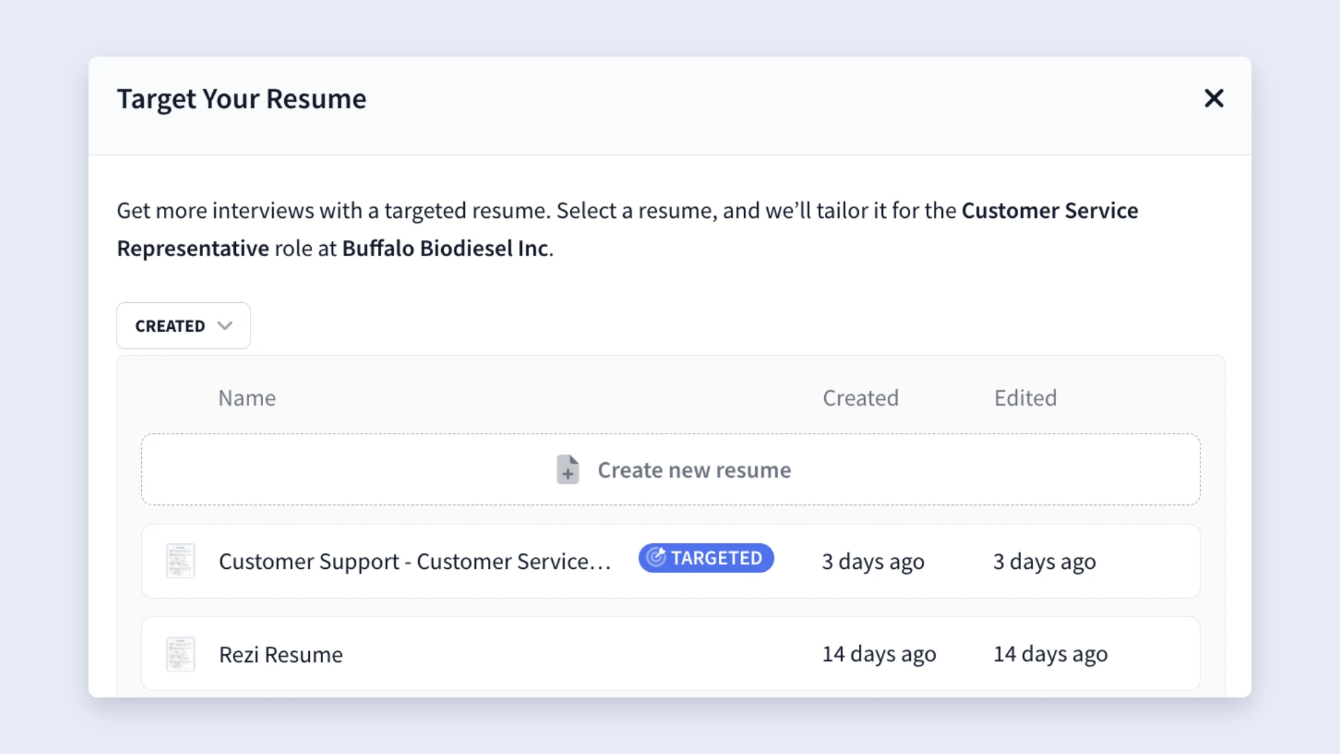  target resume