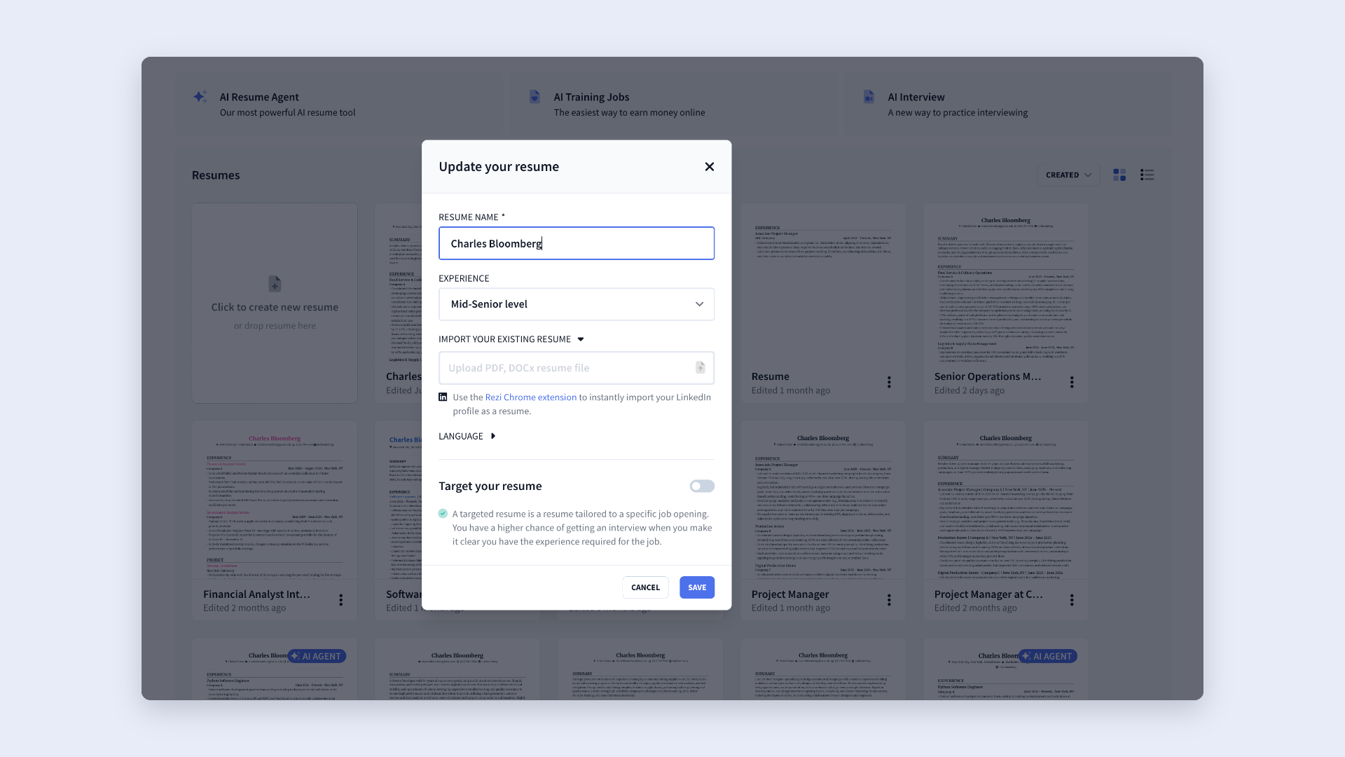 resume name