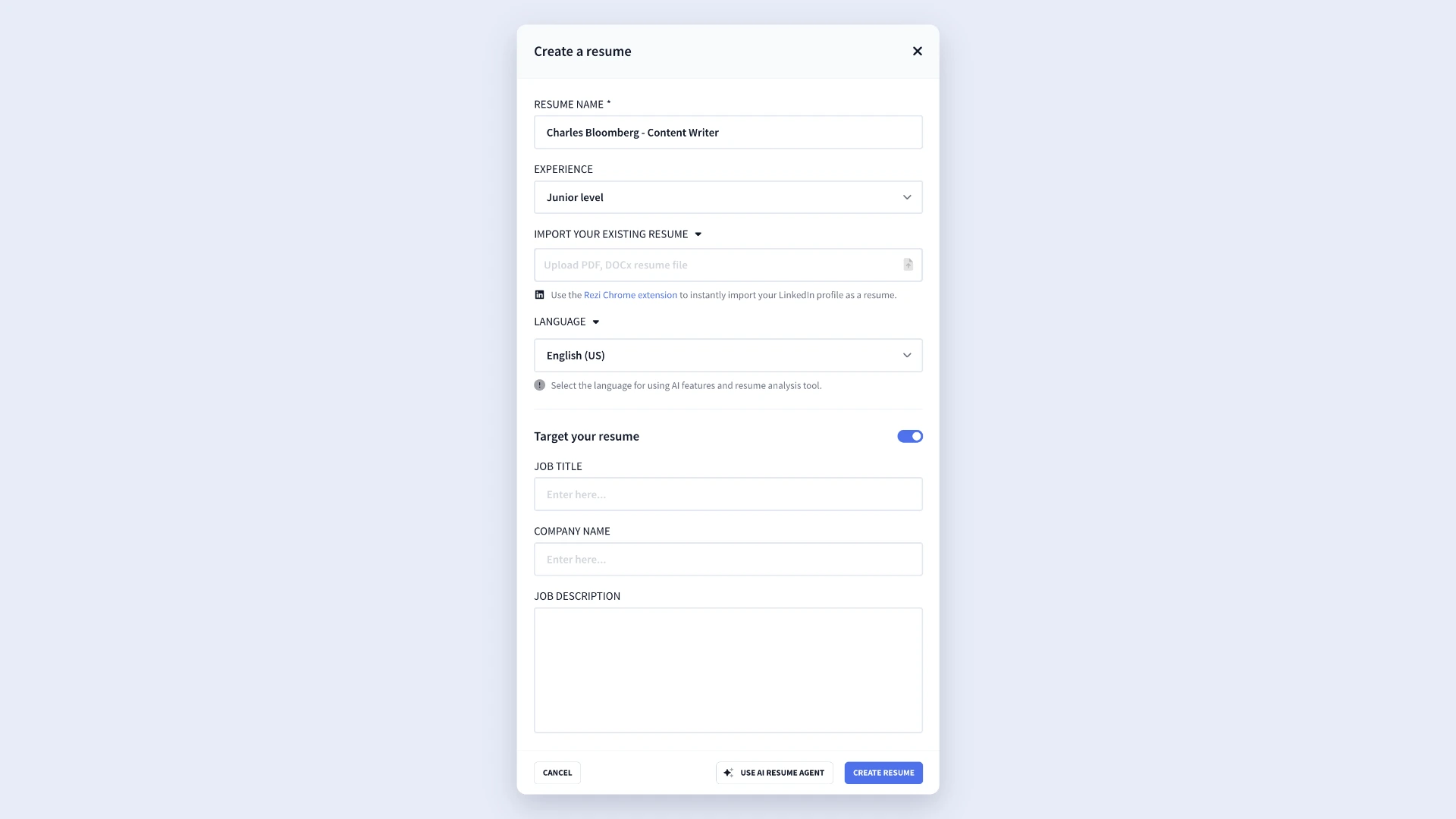 create resume