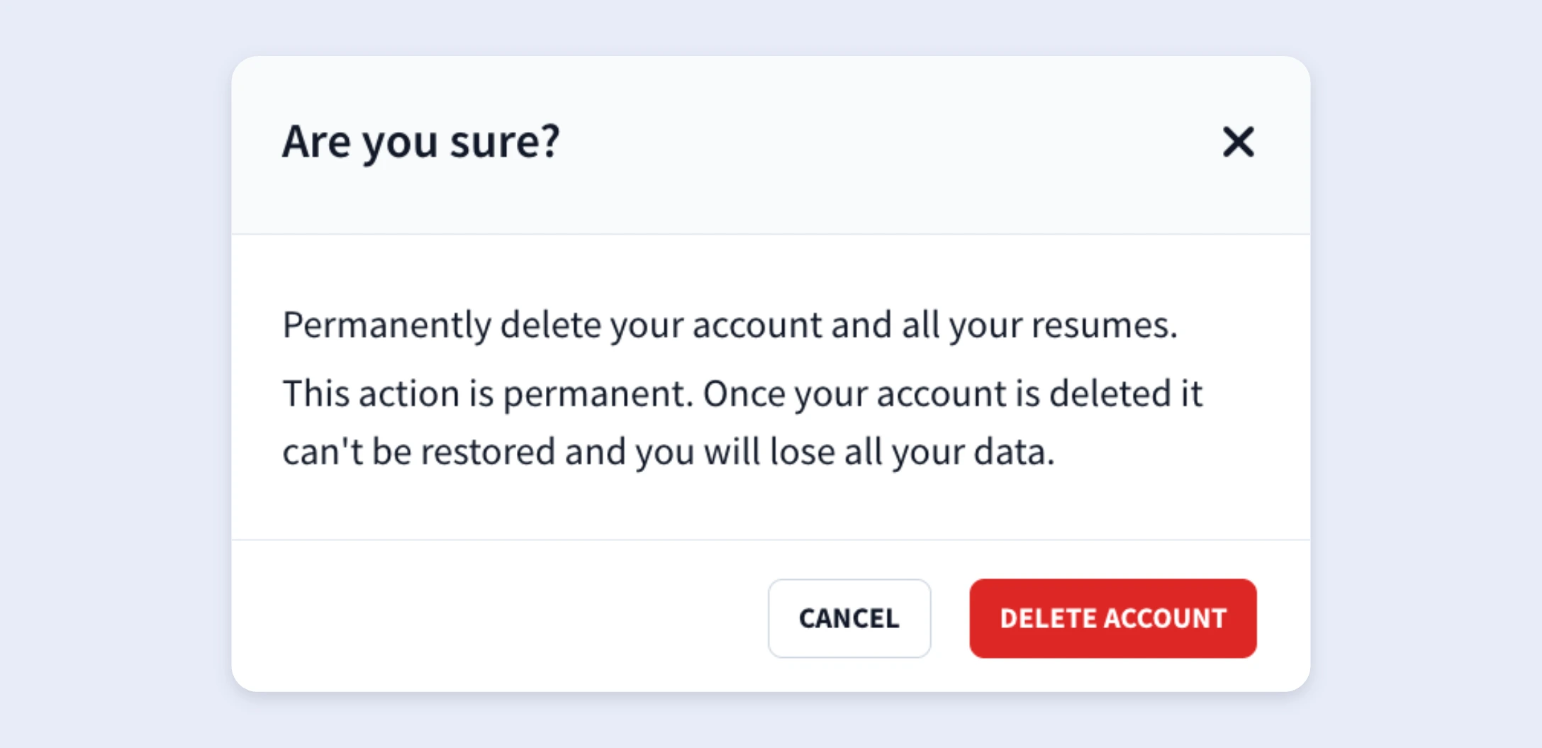 delete account