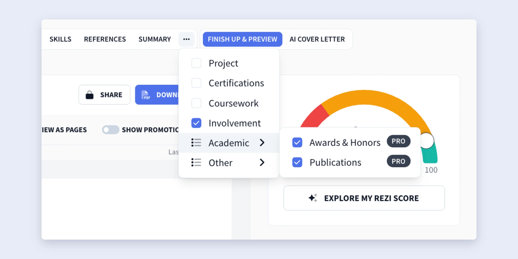 resume sections