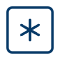 A blue asterisk symbol centered inside a rounded square border on a light gray background.