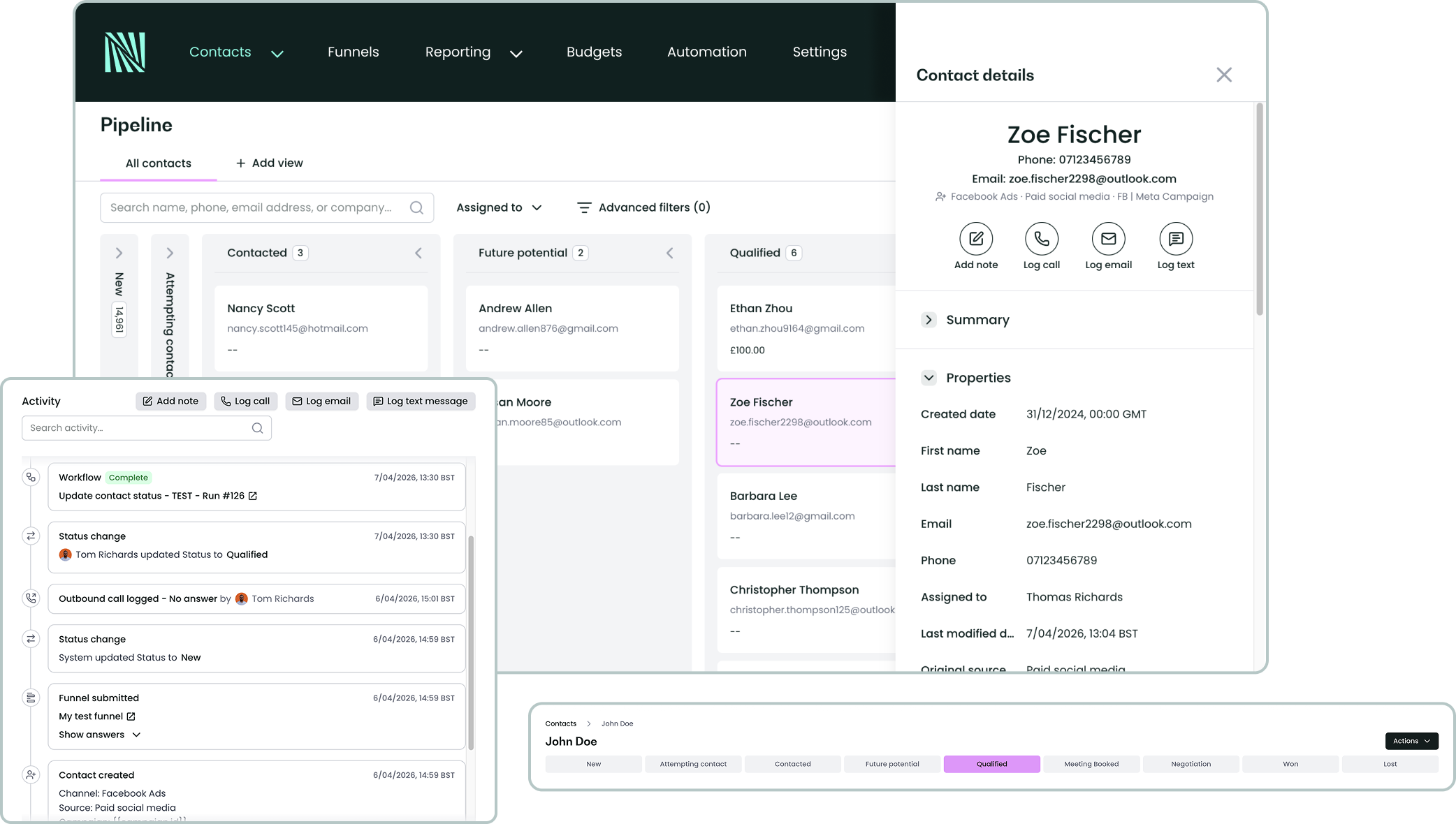 Nerchr pipeline dashboard tracking leads through sales stages