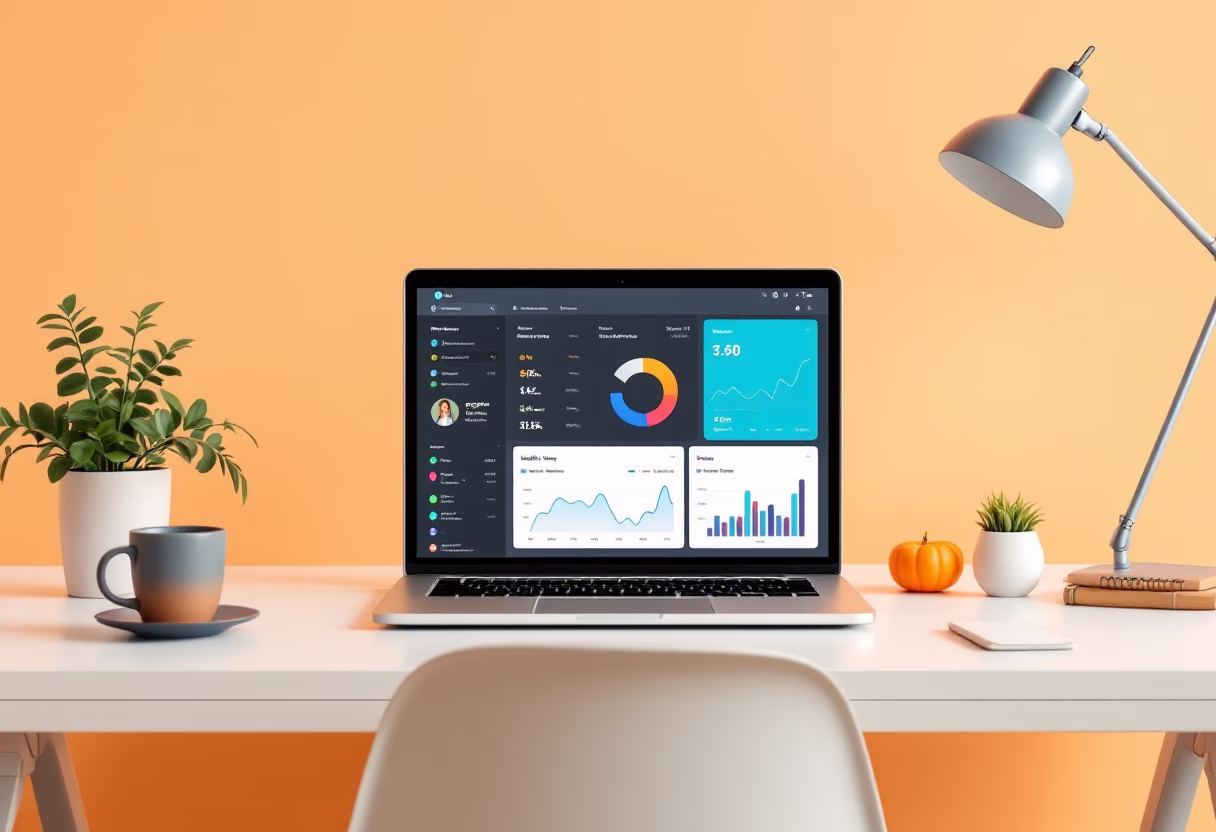 [background image] image of an open laptop in an office (for a ai healthcare company)
