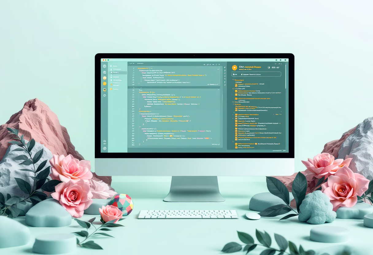 [interface] image of coding interface showing blockchain development (for a blockchain and cryptocurrency)