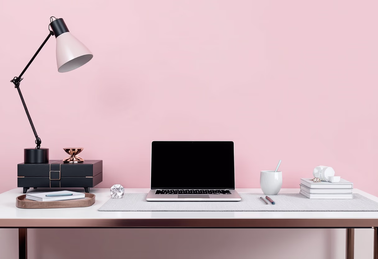 [background image] image of a writing desk with a laptop (for an insurance agency & company)