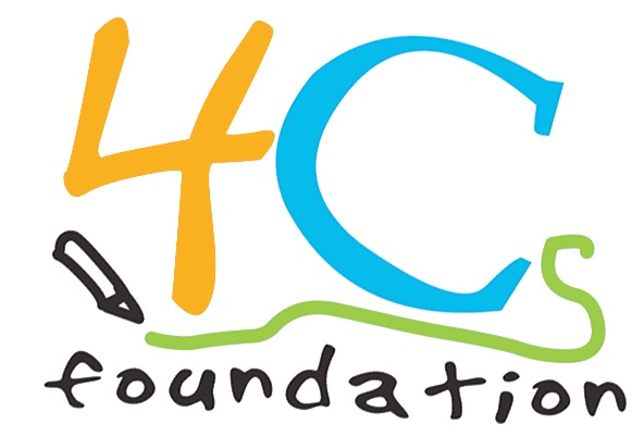 Colorful 4Cs foundation logo with a pencil drawing a green line under the text.