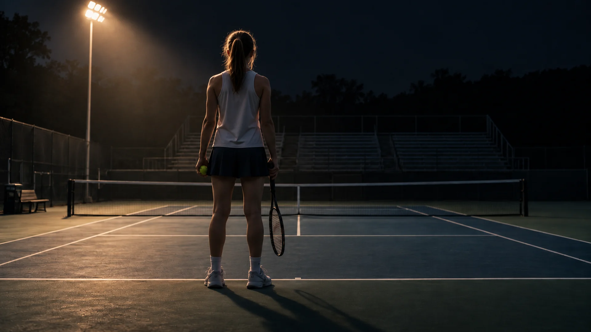 Junior tennis player behind the baseline
