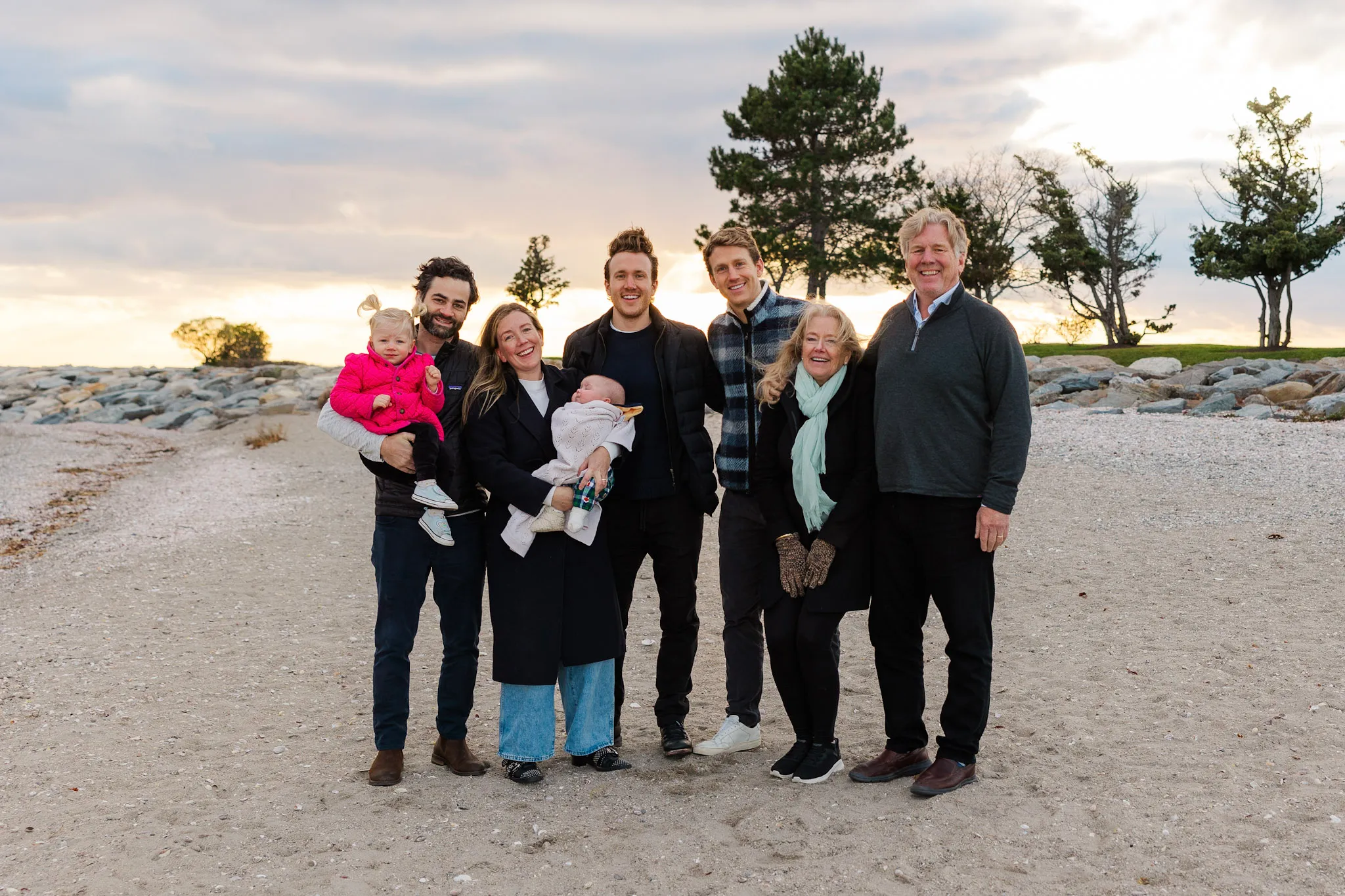 Dr. Daniel Jarrett with the Jarrett family on a Connecticut beach