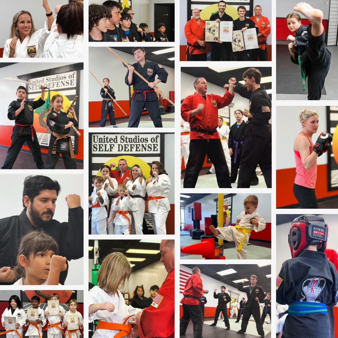 A collage of adult self defense and karate students at USSD Magnolia