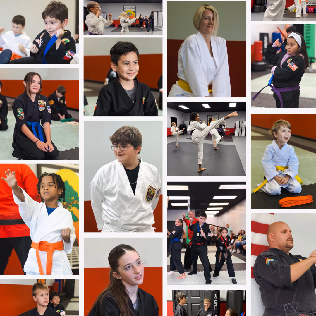 A collage of adult self defense and karate students at USSD Magnolia