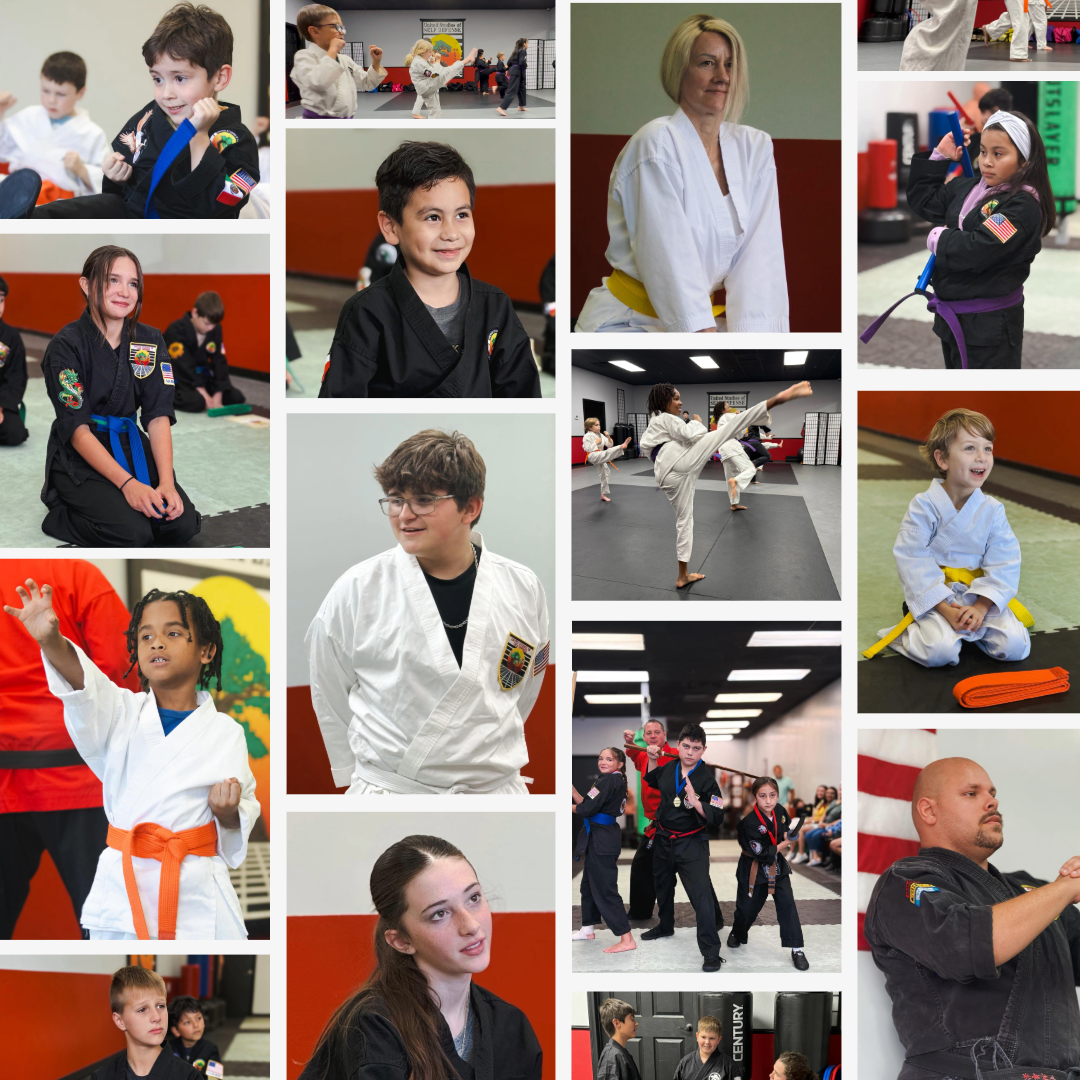 A collage of adult self defense and karate students at USSD Magnolia