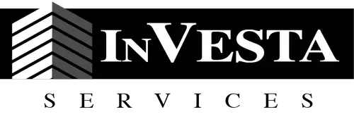 Investa Services logo with stylized black and white building icon and text.
