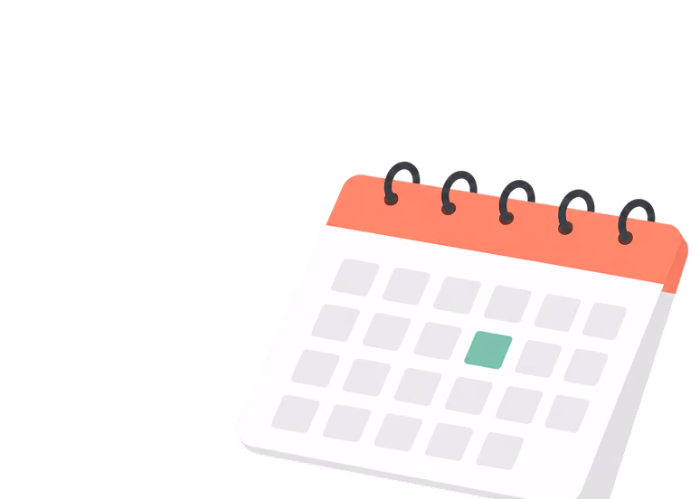 A desktop calendar with a coral header and one date highlighted in green.