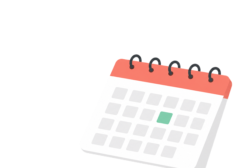 A desktop calendar with a coral header and one date highlighted in green.