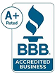 BBB Accredited Business logo with A+ rating badge.