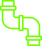 Green outlined icon of a pipe with two elbows and flanges on each end.