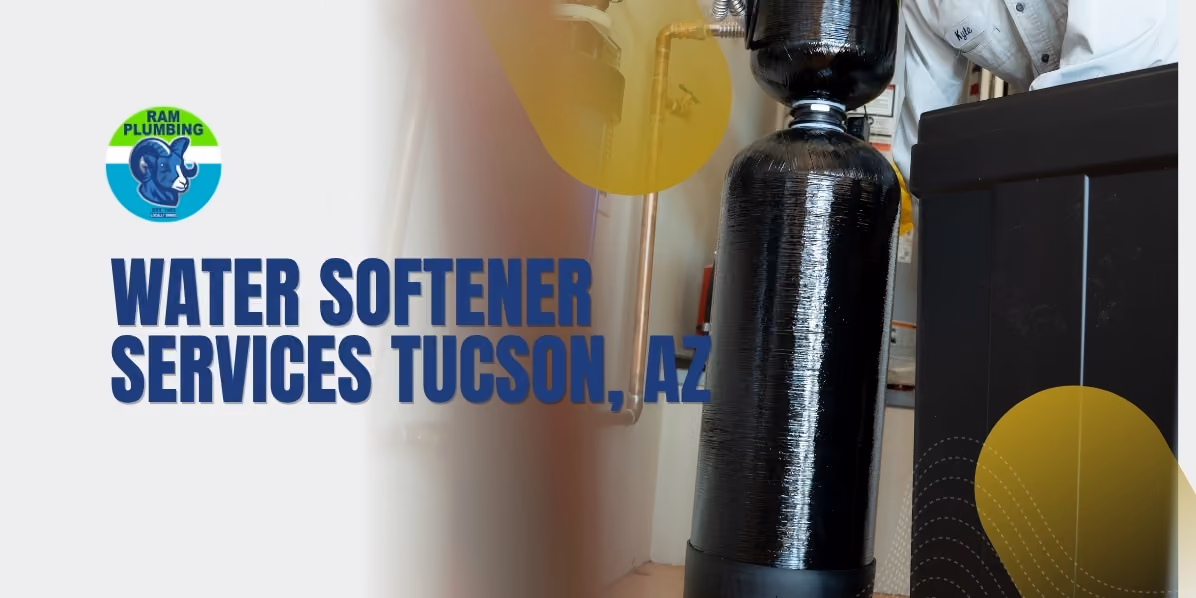 Water softener services Tucson AZ - professional water softener tank installation by RAM Plumbing technician