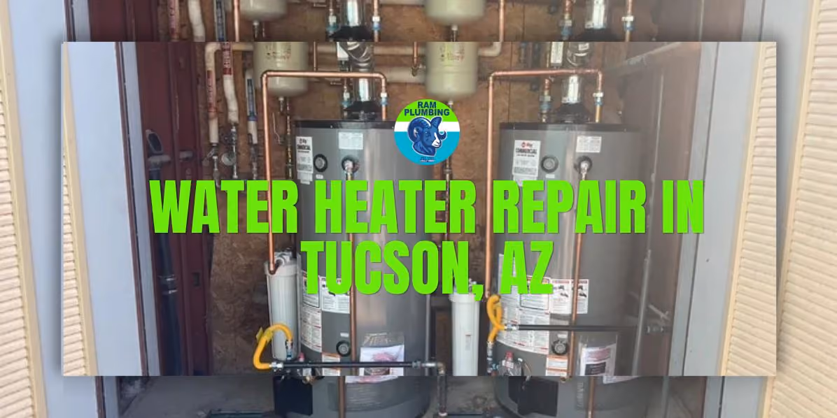 Fast and affordable water heater repair services in Tucson AZ - RAM Plumbing technician servicing residential water heater