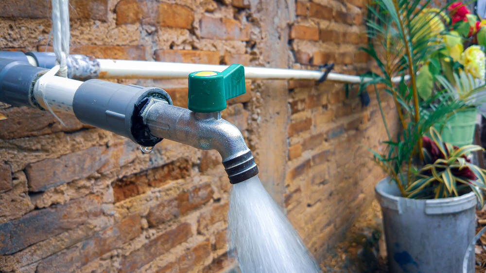 high-pressure water running from faucet
