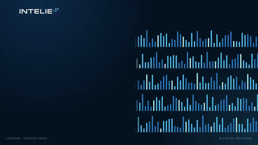 Laminar teaser: data bars turn into the Laminar wave. Same Intelie. Better than ever.