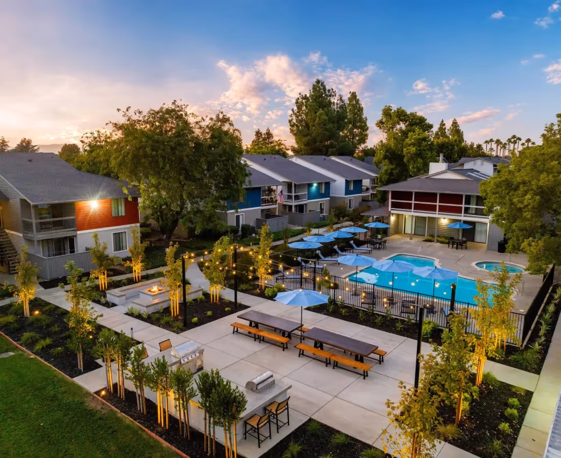 Overview of the property and pool