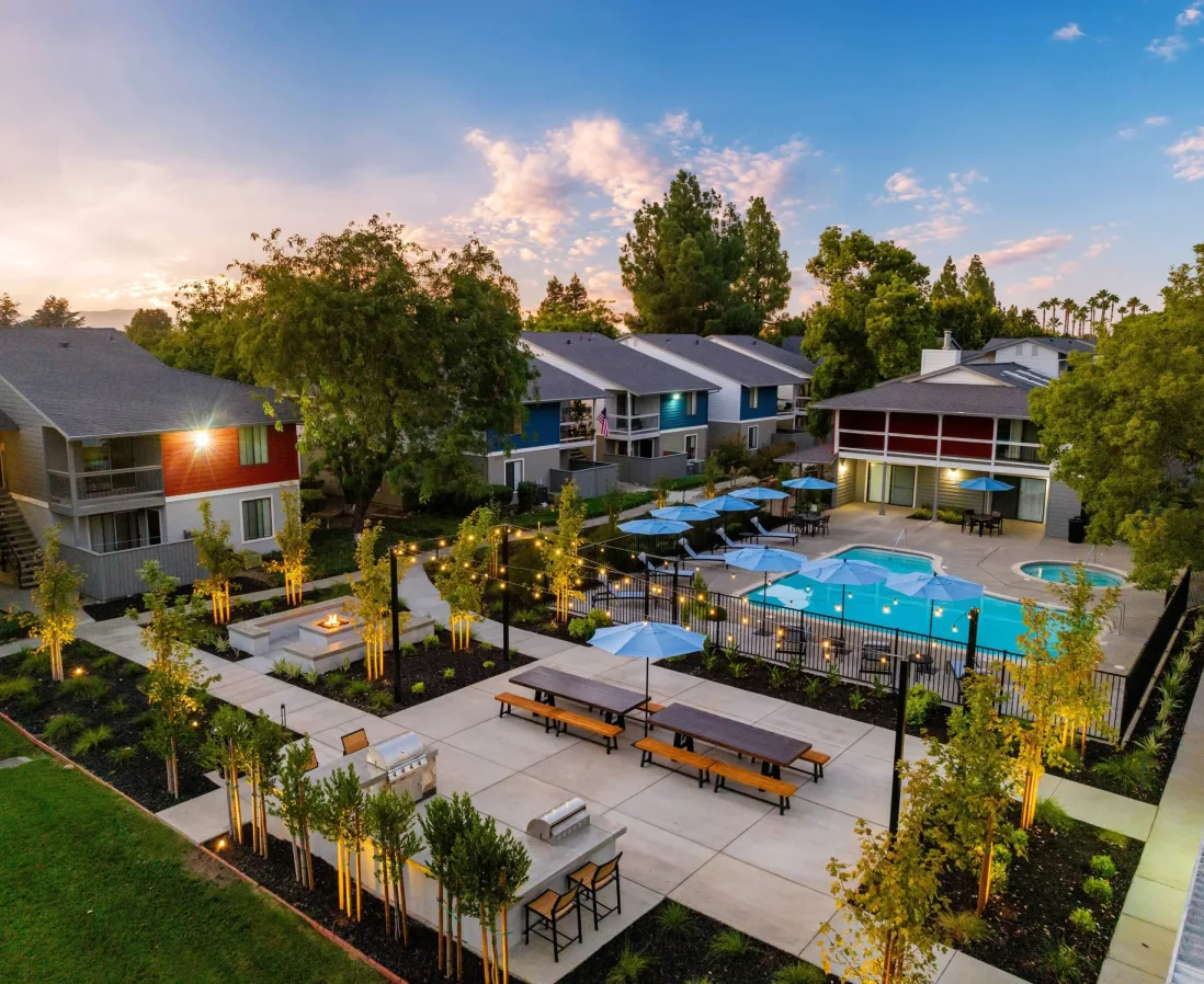 Overview of the property and pool